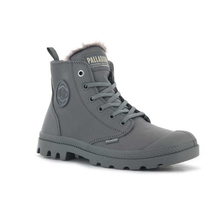 Bottes Palladium Pampa Hi Zip Leather S Femme Grise | FR IZY610Q